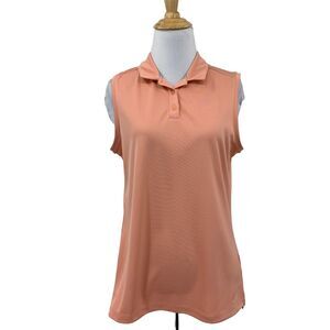 Nike Golf Shirt Womens M Medium Salmon Dri Fit Sleeveless Sweat Wicking Polo